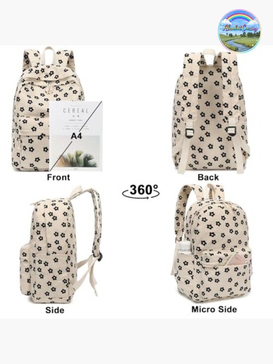 Corduroy School Backpack for Teen Girls Laptop Bag Daypack main image 4